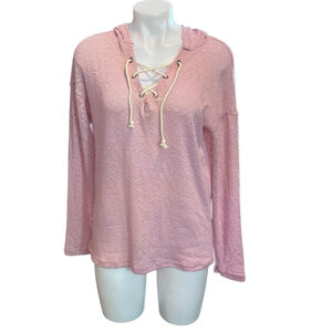 Women's ever hottie Pink Lace-Up Hoodie L euc